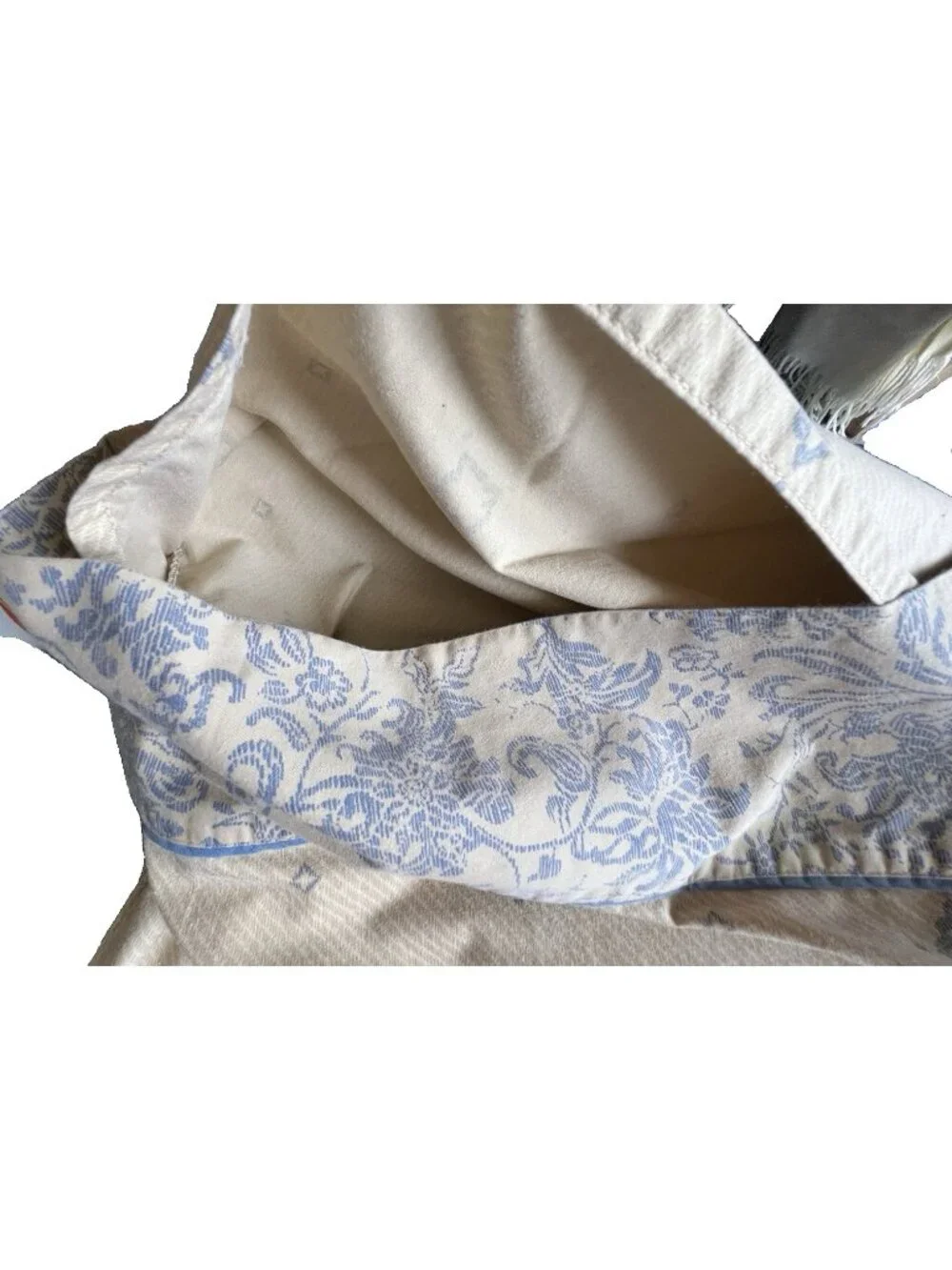 Sheridan Home KING Size Pillowcase Blue Cream Jacquard 100% Cotton Bedding NICE